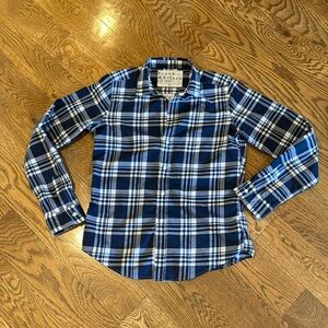 Frank and Eileen navy Barry plaid shirt size small/XS